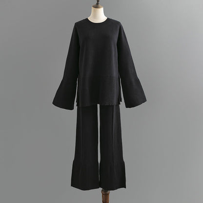 2+ Round Neck Side Split Knit Sets
