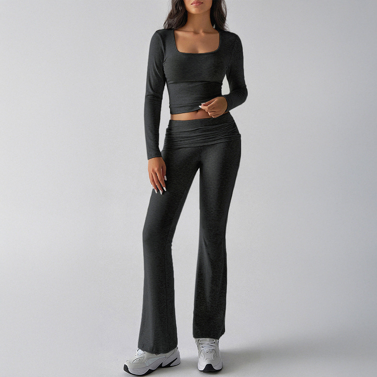 Casual Knit Long Sleeve Top and Pants Set