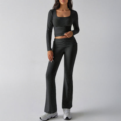 Casual Knit Long Sleeve Top and Pants Set