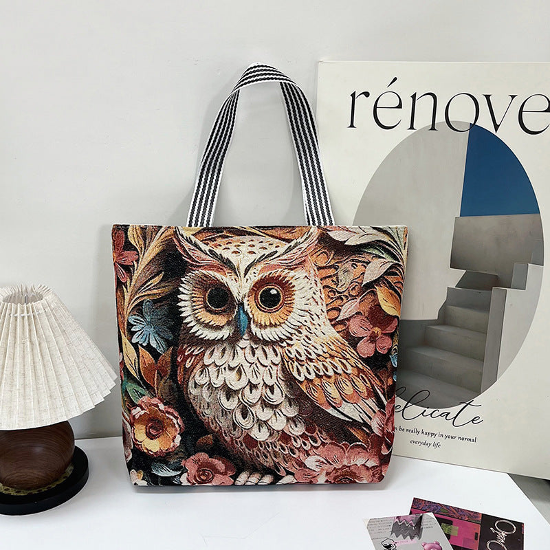 Fashionable Gold Embroidery Animal Tote Bag Stylish Shoulder Bag