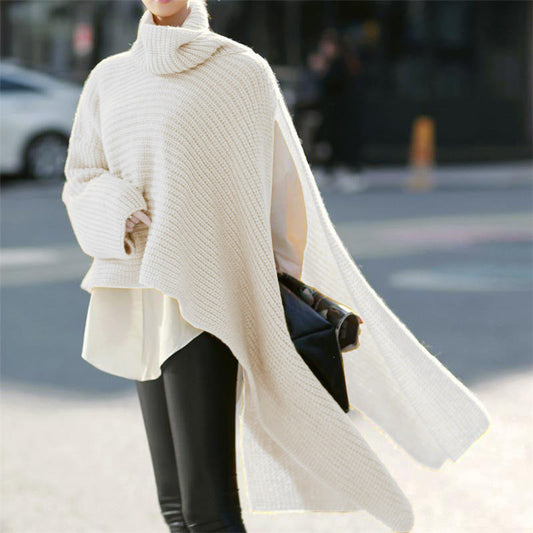 Long Sleeve Turtleneck Sweater, Knitted Jumper, Loose Windbreaker