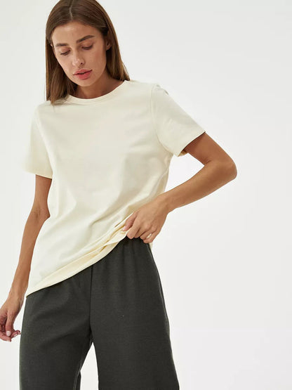 Casual Solid Cotton Short Sleeve T-Shirt for Everyday Wear