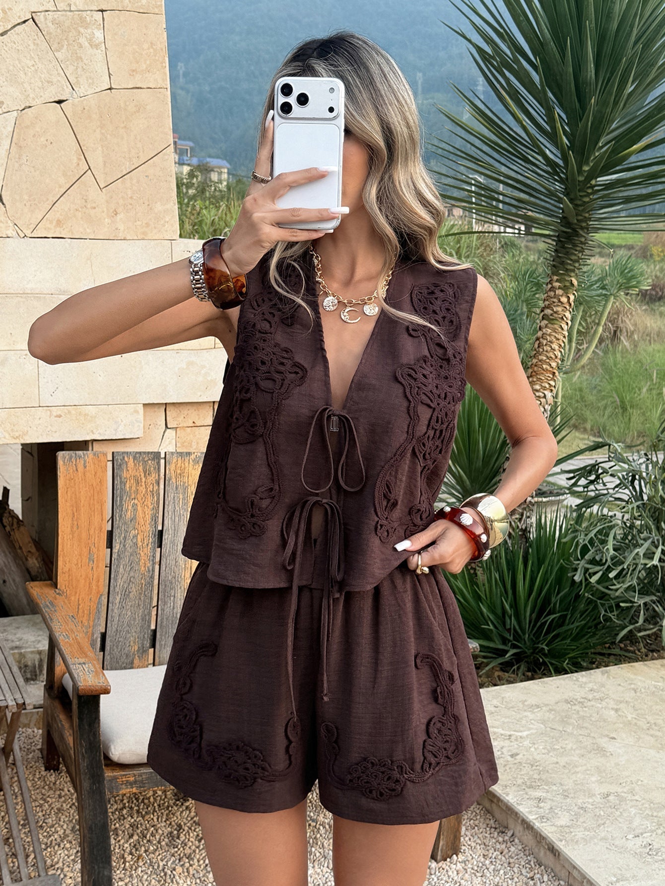 Casual Sleeveless T-Shirt and Shorts Set for Women
