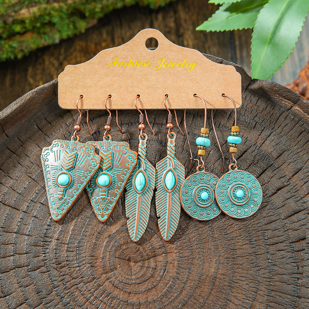 Vintage Bohemian Hollow Geometric Tassel Earrings