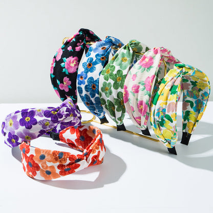 Floral Print Wide Band Fabric Headband for Women Stylish Casual Accessory