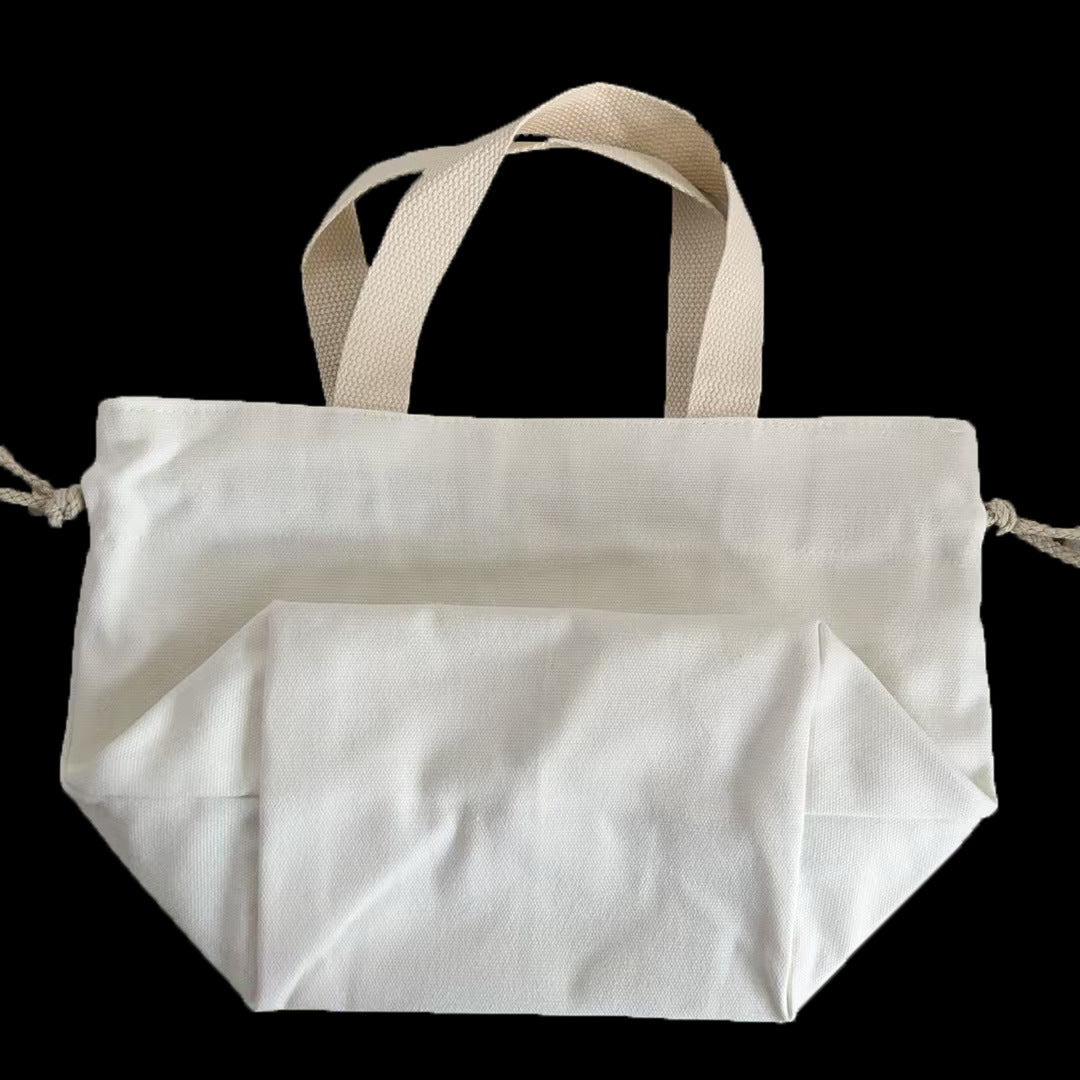 Plain Minimalist Japanese Bento Bag Canvas Drawstring Tote