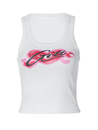 Trendy Letter Print Sleeveless Top Casual Slim Fit Tank