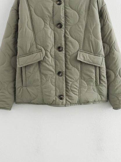 Casual Quilted Button Down Padded Coat