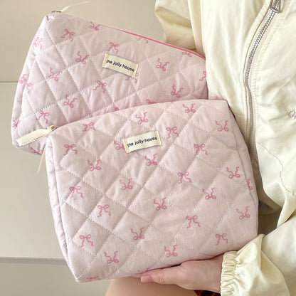 Pink Bow Large Capacity Sweet Make Up Bag