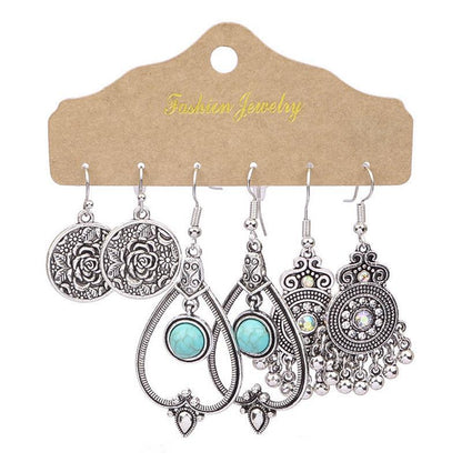 Bohemian Geometric Tassel Hoop Earrings