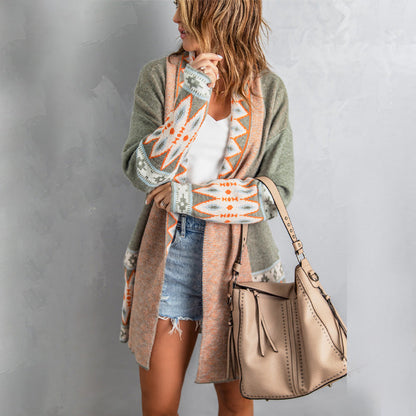 Boho Style Printed Cardigan Jacket Women Autumn And Winter New Cardigan Jacket