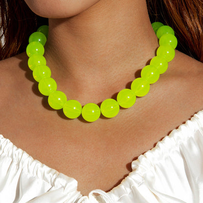 Dopamine Colorful Acrylic Beaded Necklace Trendy Sweet Style