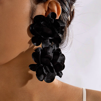 Stylish Irregular Floral Denim Flower Earrings
