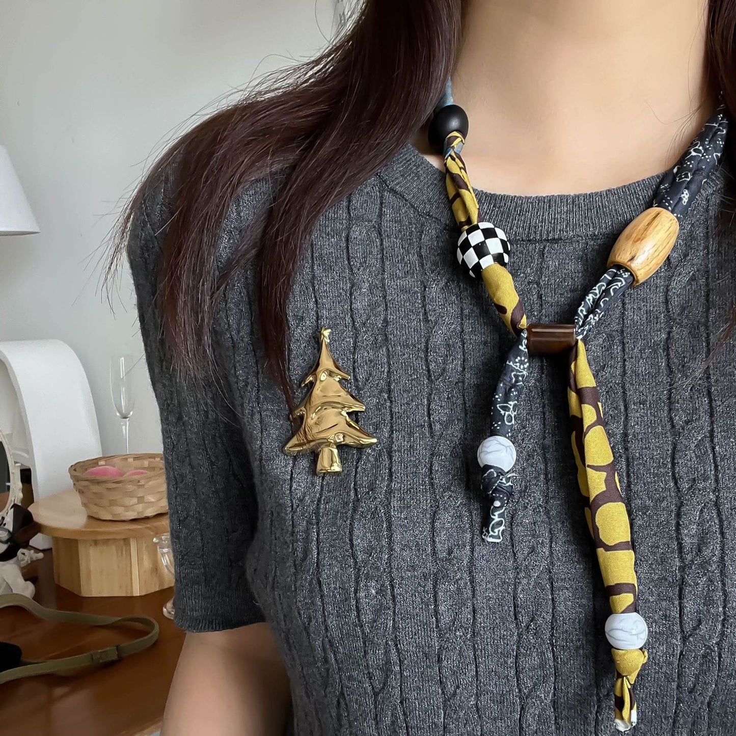 Minimalist Stainless Steel Christmas Tree Brooch