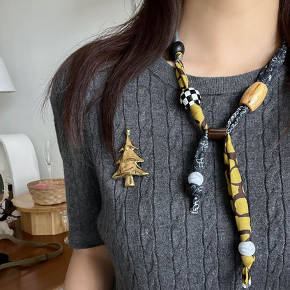 Minimalist Stainless Steel Christmas Tree Brooch