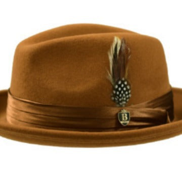 Men's Wool Fedora Hat with Bowknot and Feather, Stylish Fall Winter Accessory
