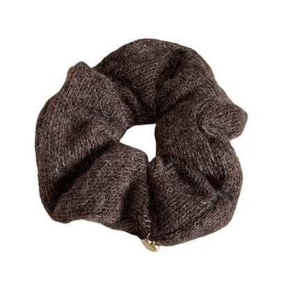 Solid Color Heart Pendant Knit Hair Tie