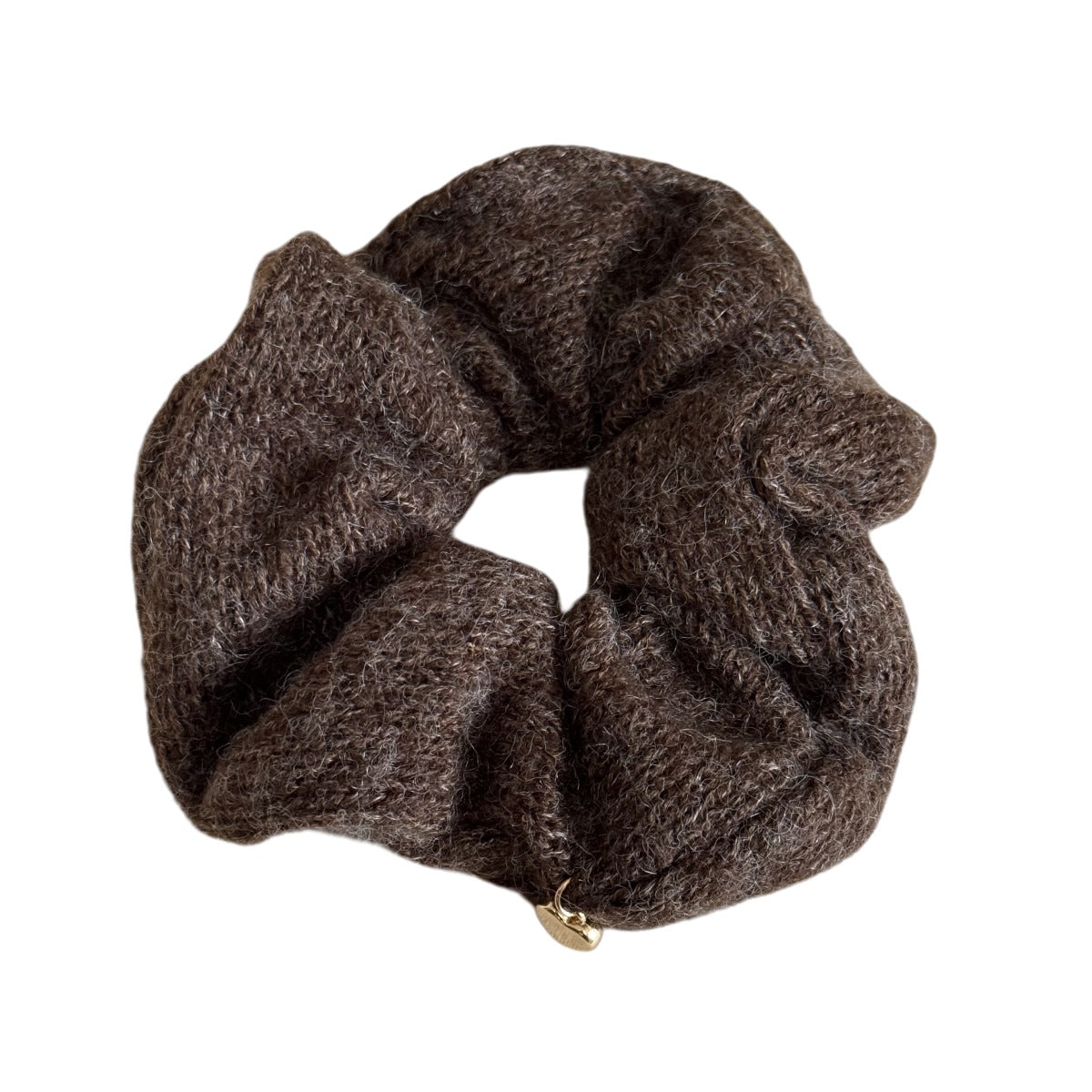 Solid Color Heart Pendant Knit Hair Tie