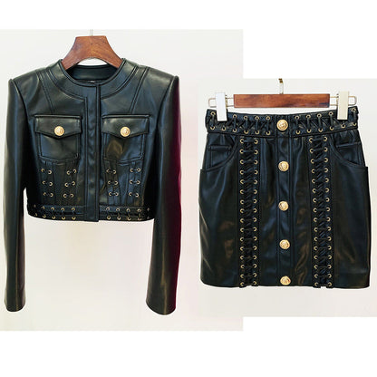 PU Leather Fitted Short Jacket