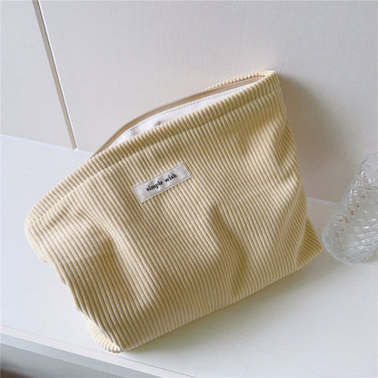 Solid Color Corduroy Simple Makeup Bag