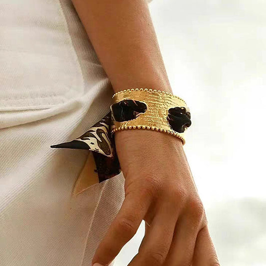 Vintage Matte Gold Open Bangle Bracelet