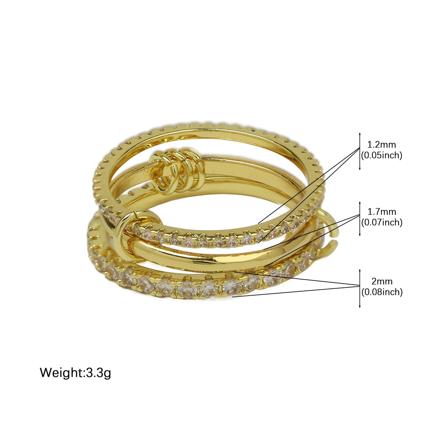 Color Block Rhinestone Interlocking Stackable Rings