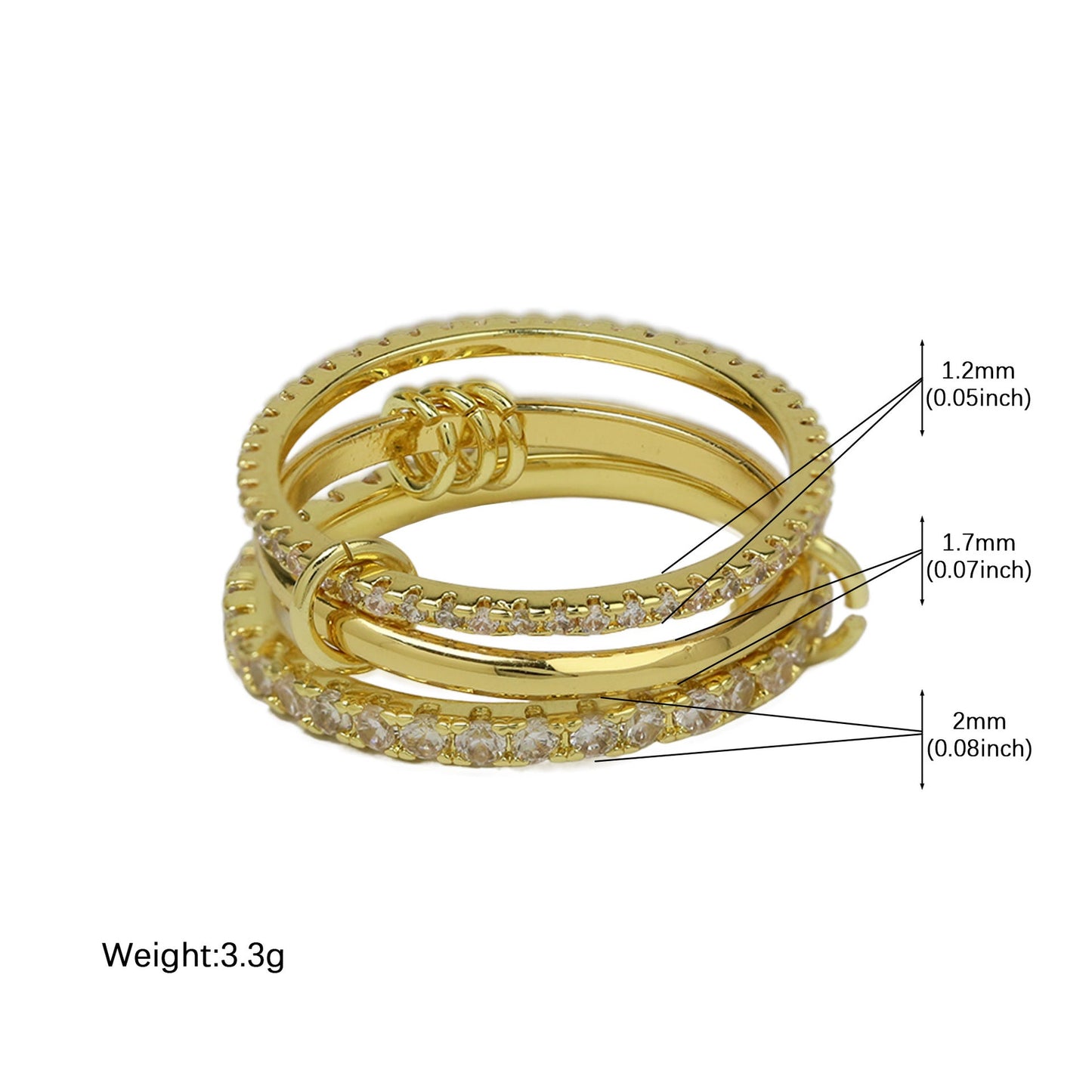 Color Block Rhinestone Interlocking Stackable Rings