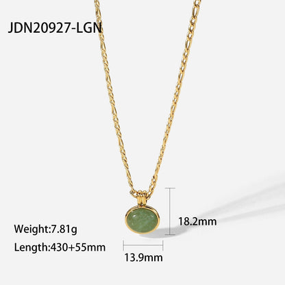 Green Gemstone Pendant Vintage Necklace
