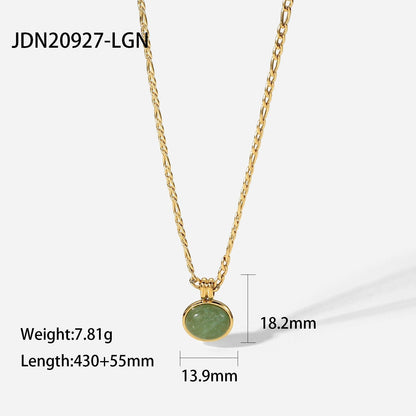 Green Gemstone Pendant Vintage Necklace