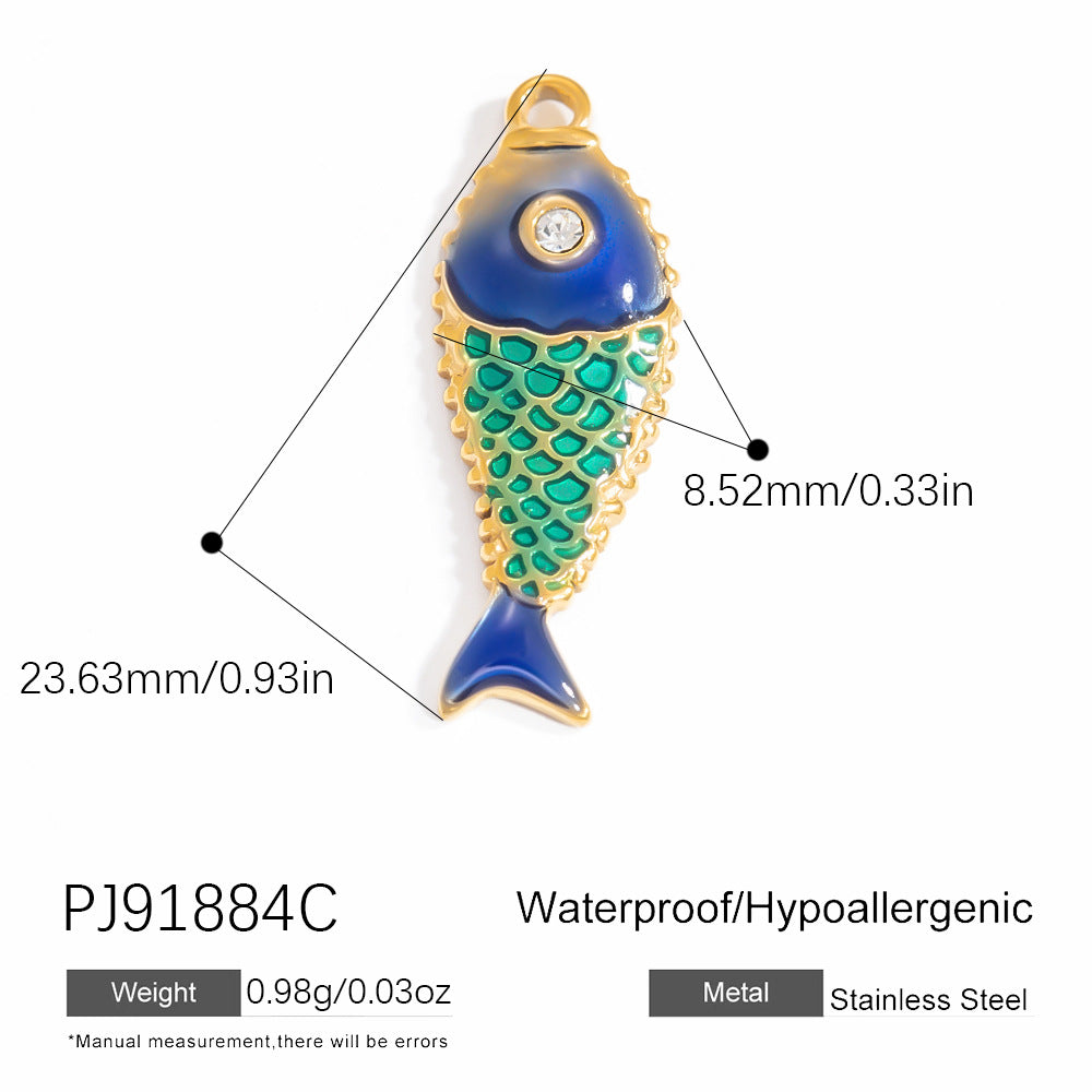 Colorful Fish DIY Pendant Jewelry Accessories Stainless Steel Retro Style