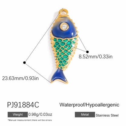 Colorful Fish DIY Pendant Jewelry Accessories Stainless Steel Retro Style