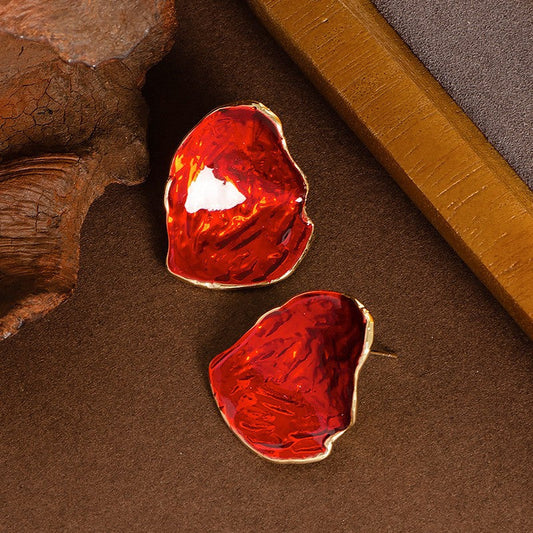 Geometric Enamel Drop Earrings Elegant Alloy Jewelry