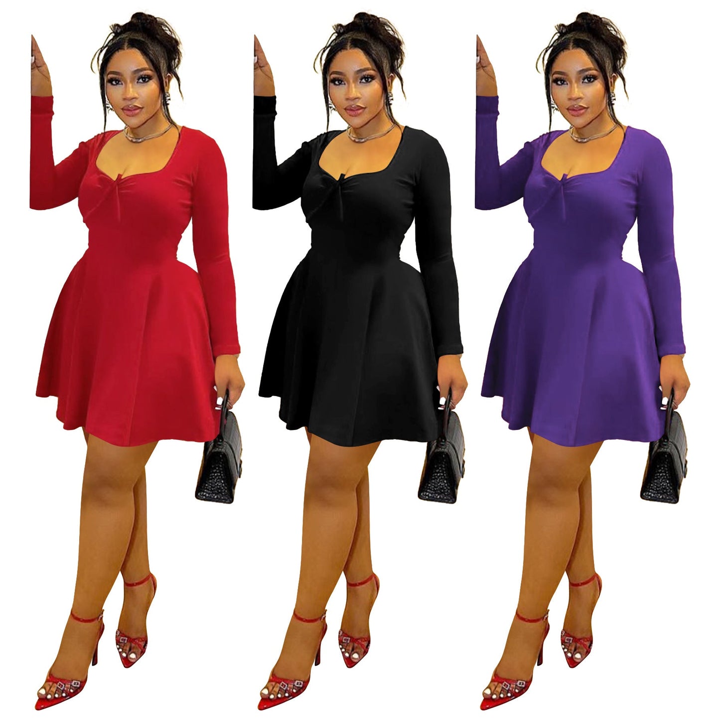 Summer Plus Size Strapless Bodycon Dress With Long Sleeves