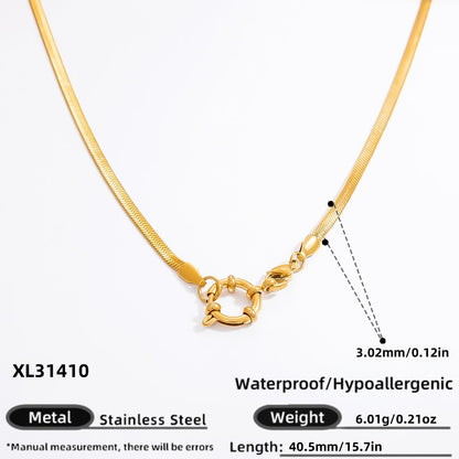 18K Gold Plated Stainless Steel Spring Clasp Necklace Stylish Choker for Women
