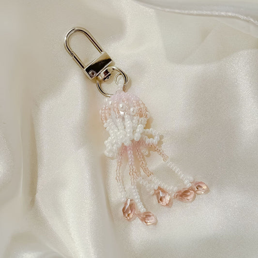 Handmade Jellyfish Beaded Tassel Keychain Bag Charm