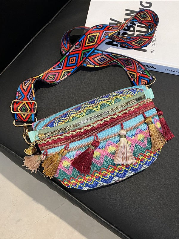 Fringe Woven Mini Bag Casual Crossbody Shoulder Bag