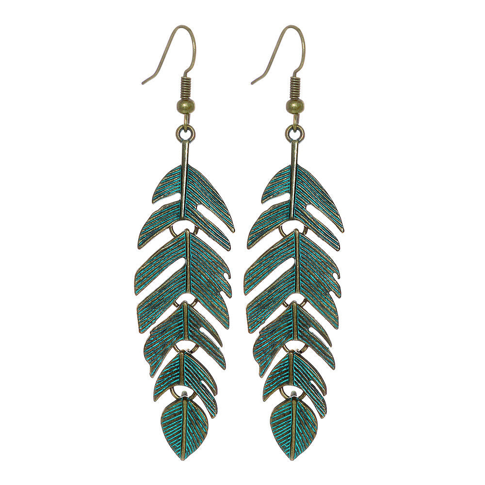 Trendy Vintage Alloy Leaf Earrings for Women