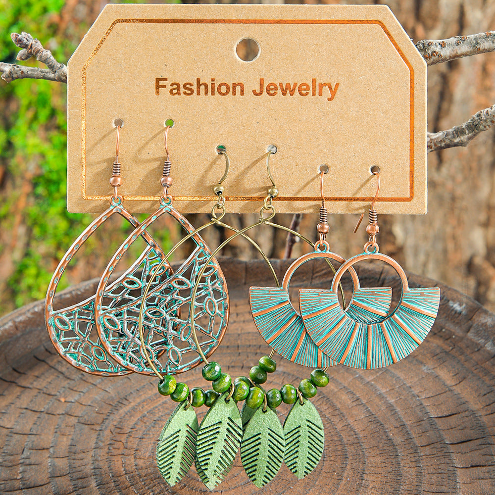Bohemian Vintage Leaf Earrings Set Stylish Accessories