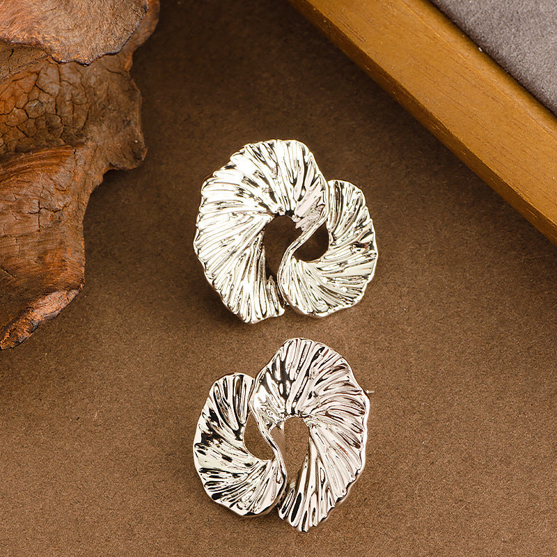 Abstract Geometric Metal Stud Earrings For Women