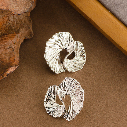Abstract Geometric Metal Stud Earrings For Women