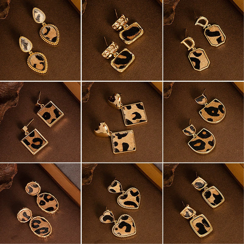 Natural Horse Hair Leopard Print Earrings Luxury Fashion Accessories