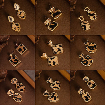 Natural Horse Hair Leopard Print Earrings Luxury Fashion Accessories