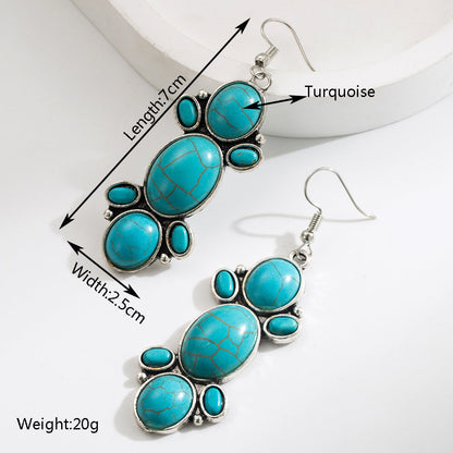 Ethnic Style Geometric Dangle Earrings with Turquoise and Alloy