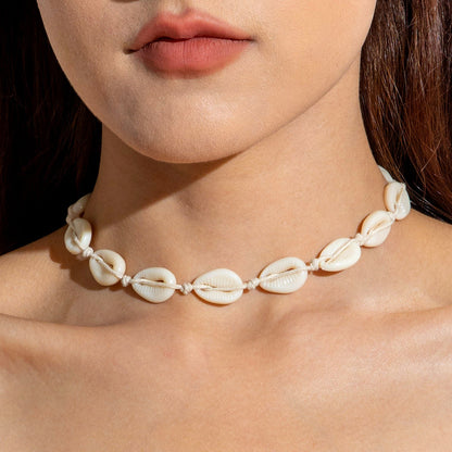Bohemian Shell Bead Necklace With Starfish And Palm Tree Accents