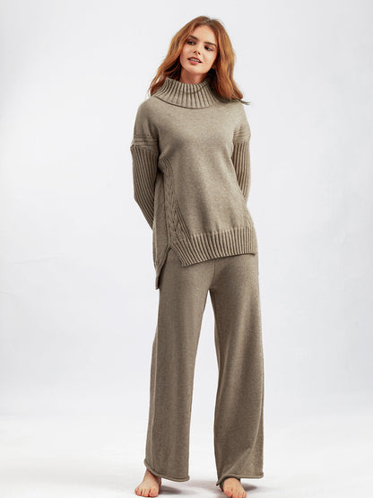 2+ Loose High Collar Knit Sets