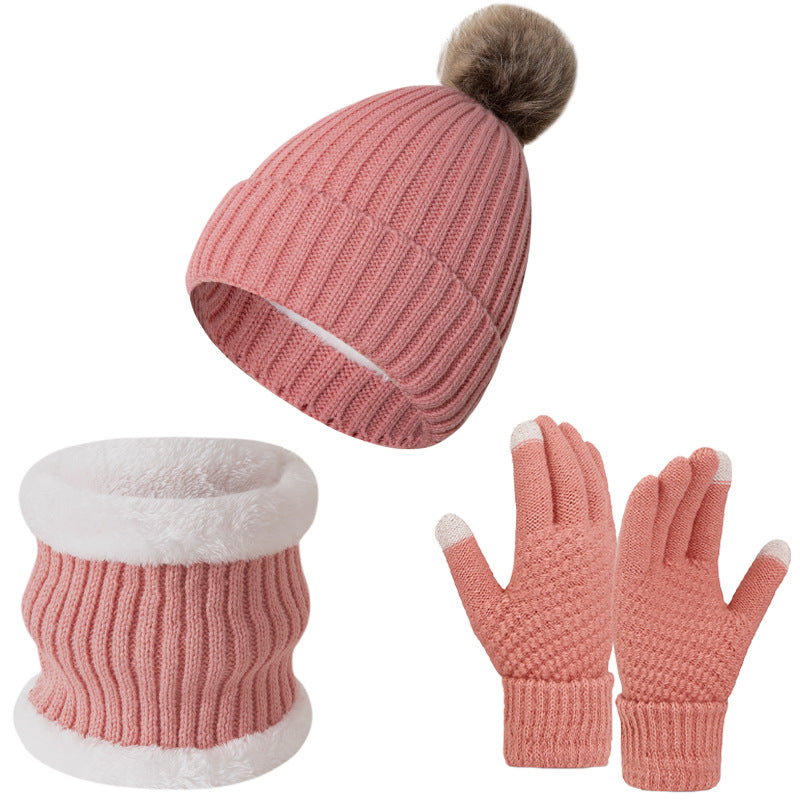 Warm Knitted Winter Scarf, Hat, and Gloves Set