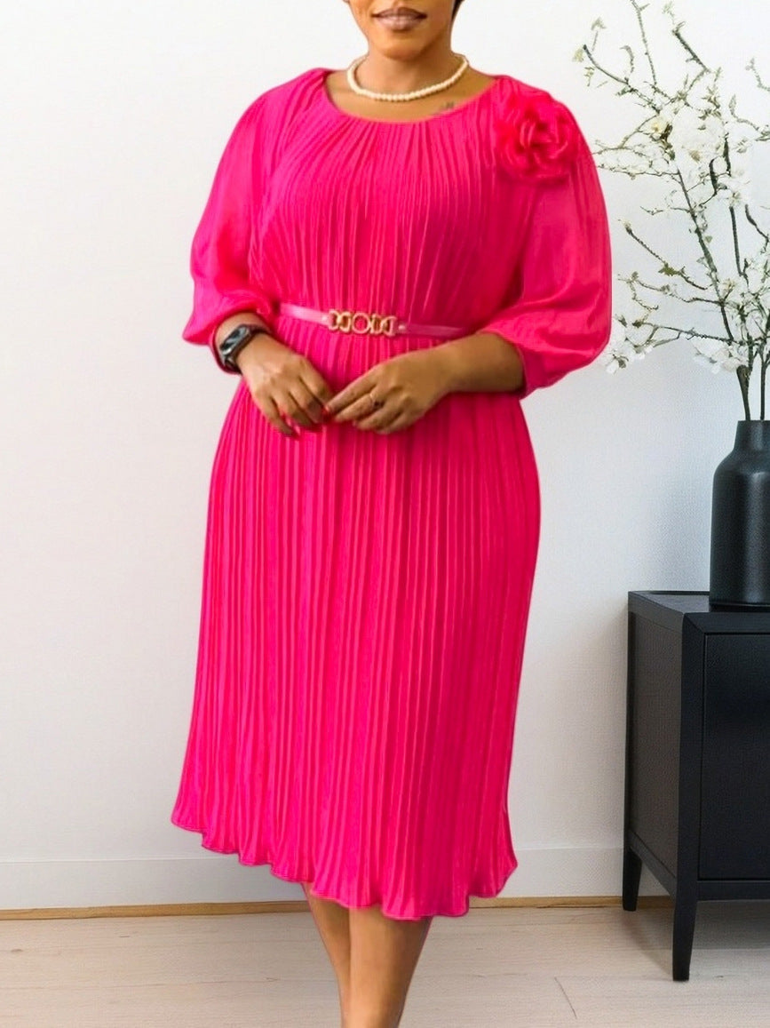 Elegant A-Line Midi Dress With Square Neckline And Ruffle Hem