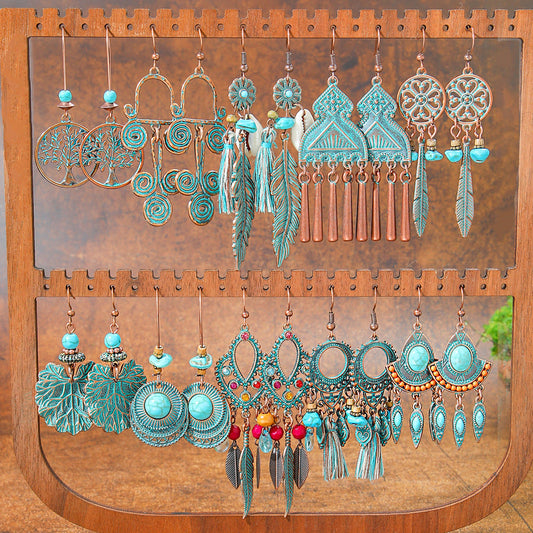 Bohemian Style Tassel Drop Earrings Vintage Zinc Alloy Jewelry