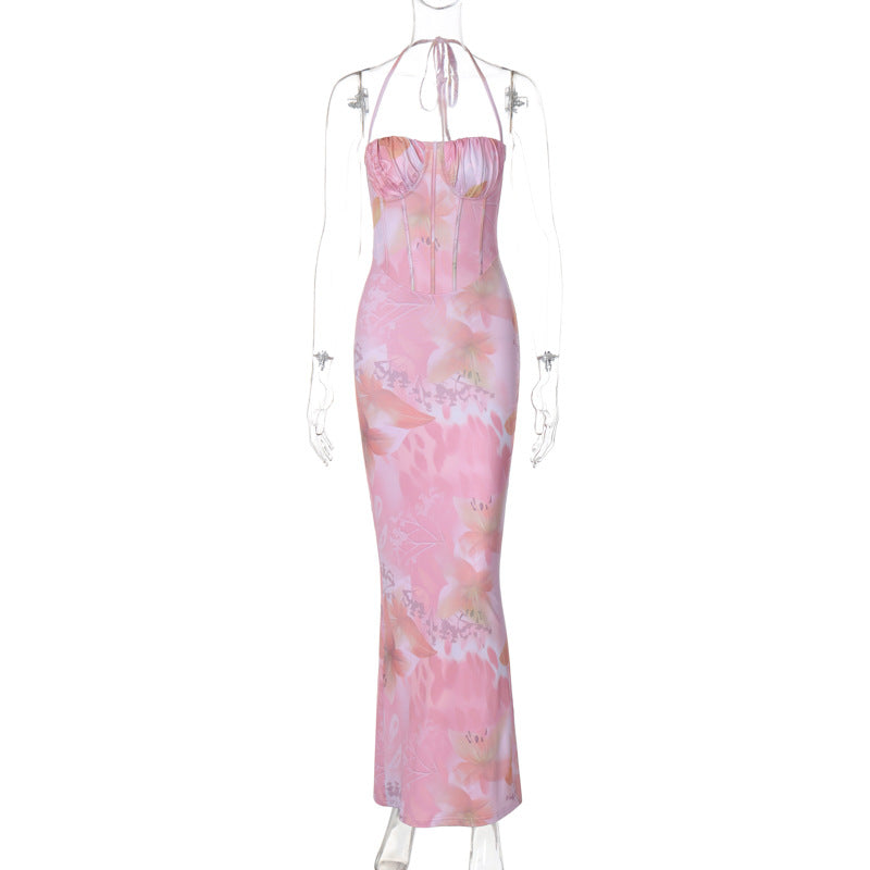 Stylish Floral Printed Strapless Mini Dress