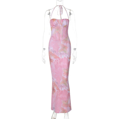 Stylish Floral Printed Strapless Mini Dress